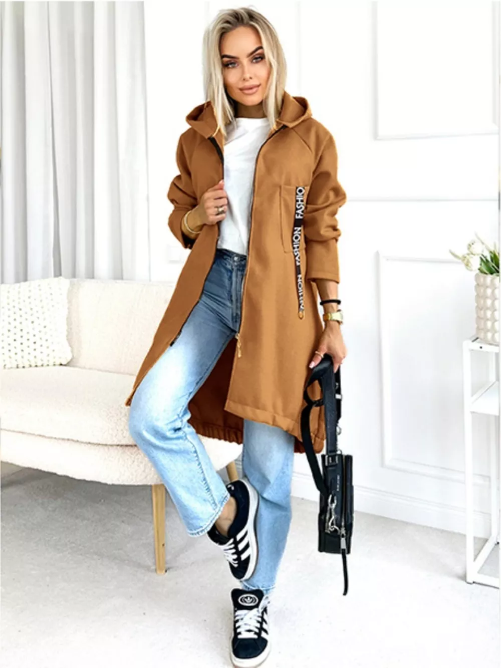 Full Size Zip Up Longline Hooded Outerwear Plus Size, image 15