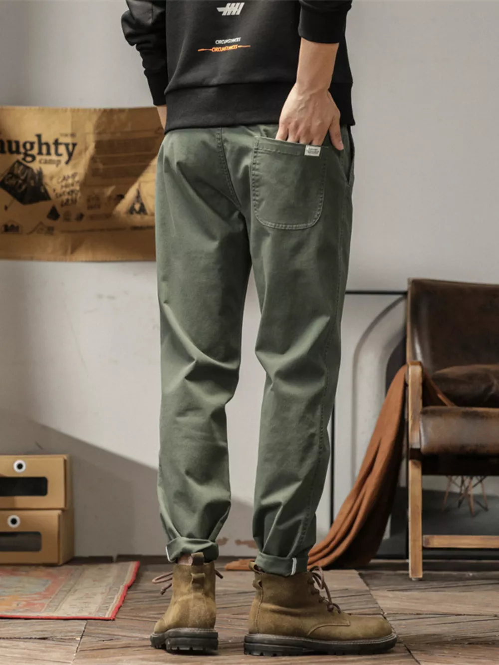Men's Plus Size Casual Style Slim Fit Ankle Banded Pants, image 4