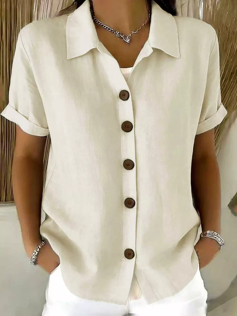 Full Size Button Up Short Sleeve Shirt Plus Size, image 12