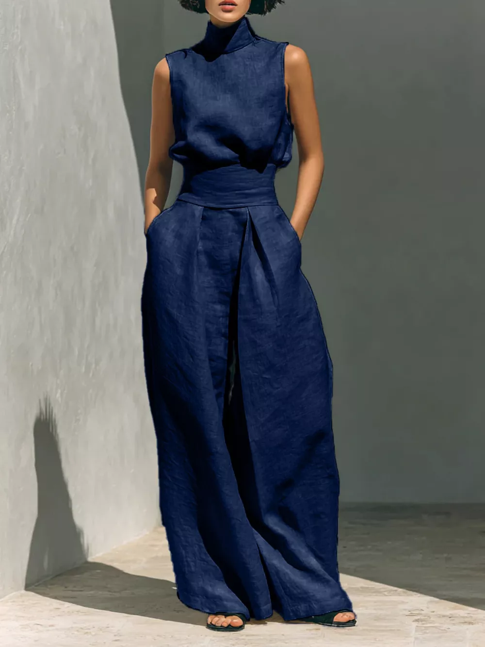Full Size Sleeveless Wide-Leg Jumpsuit with Smocked Waist Plus Size, image 11