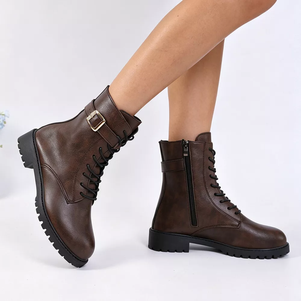Round Toe Lace Up Boots, image 5