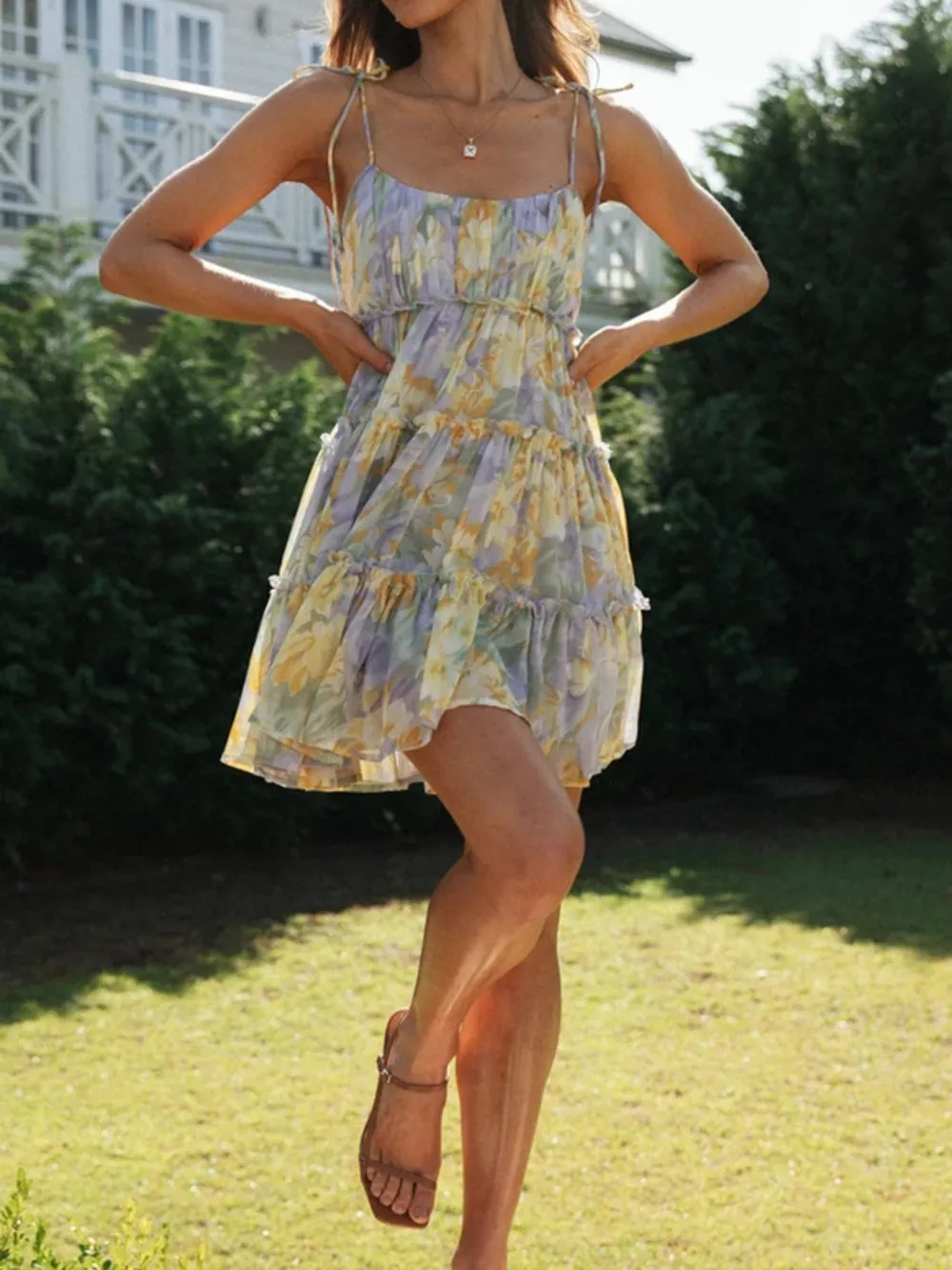 Floral Print Ruffle Tiered Mini Dress, image 9