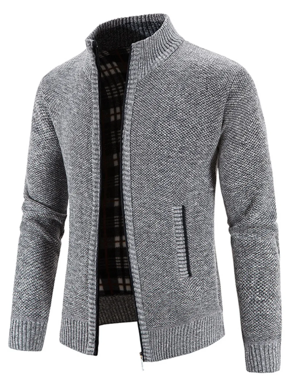 Men's Plus Size Zip-Up Sweater Cardigan with Stand Collar, image 6