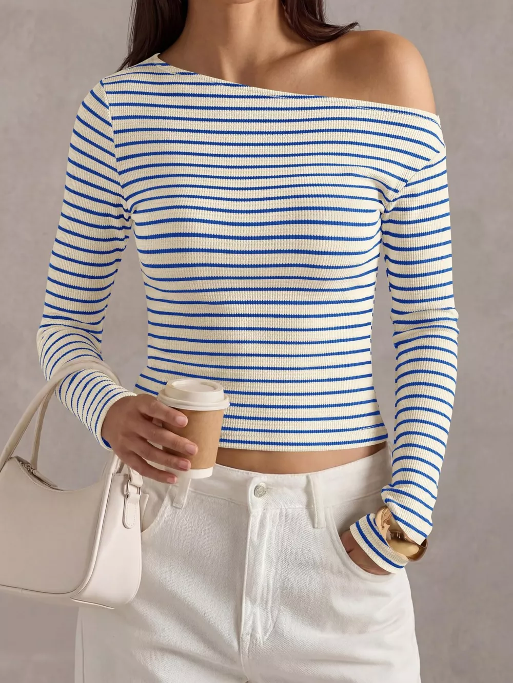 Striped Ribbed Long Sleeve T-Shirt, image 8