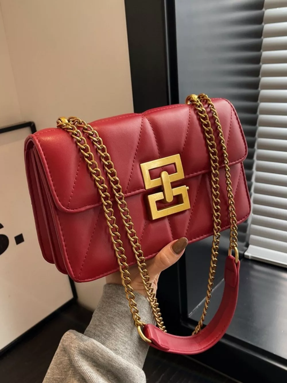 Quilted Flap Chain Crossbody Bag, image 3