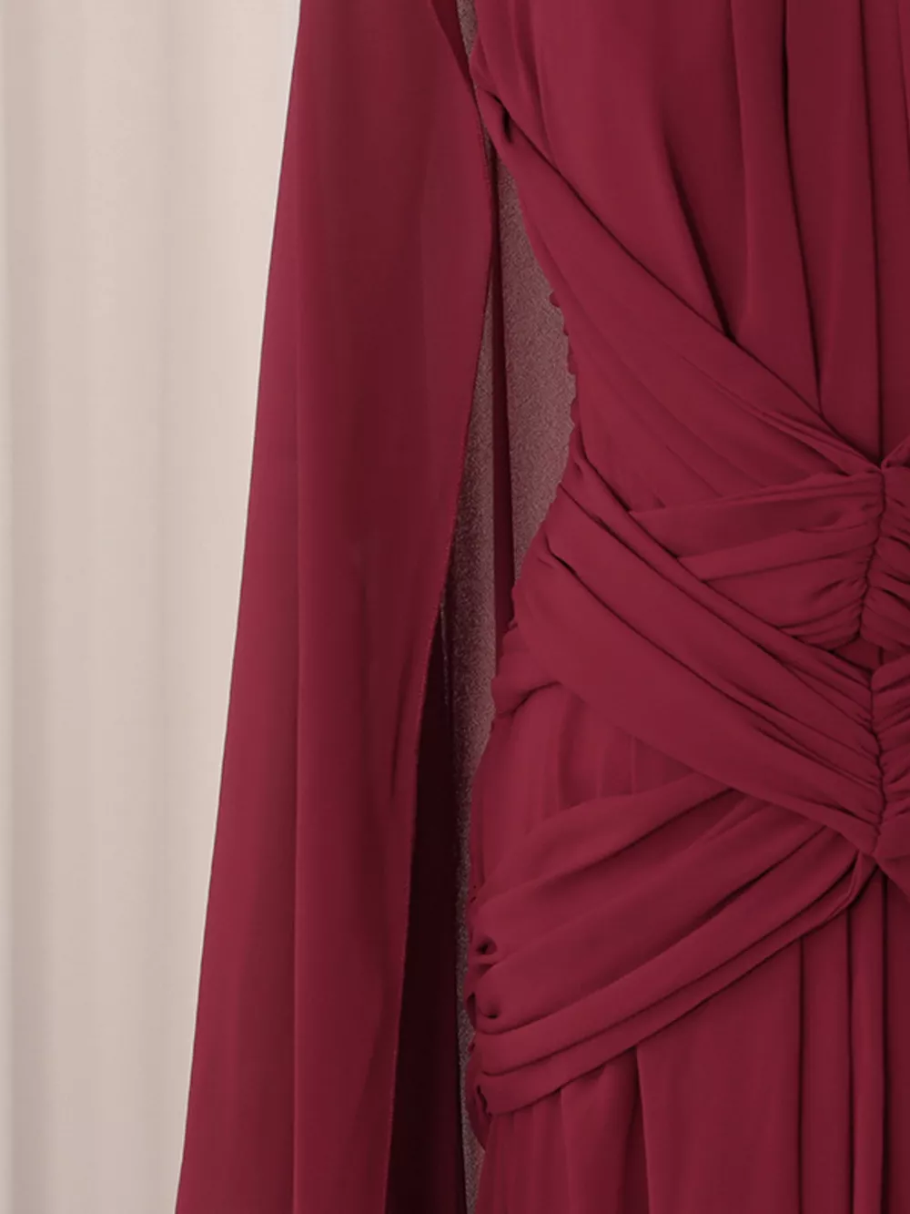 Ruched Halter Neck Cape Maxi Dress, image 10