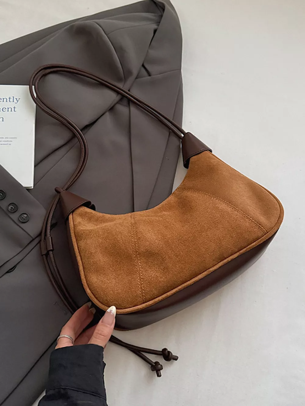 Vintage Suede Tassel Shoulder Bag, image 11