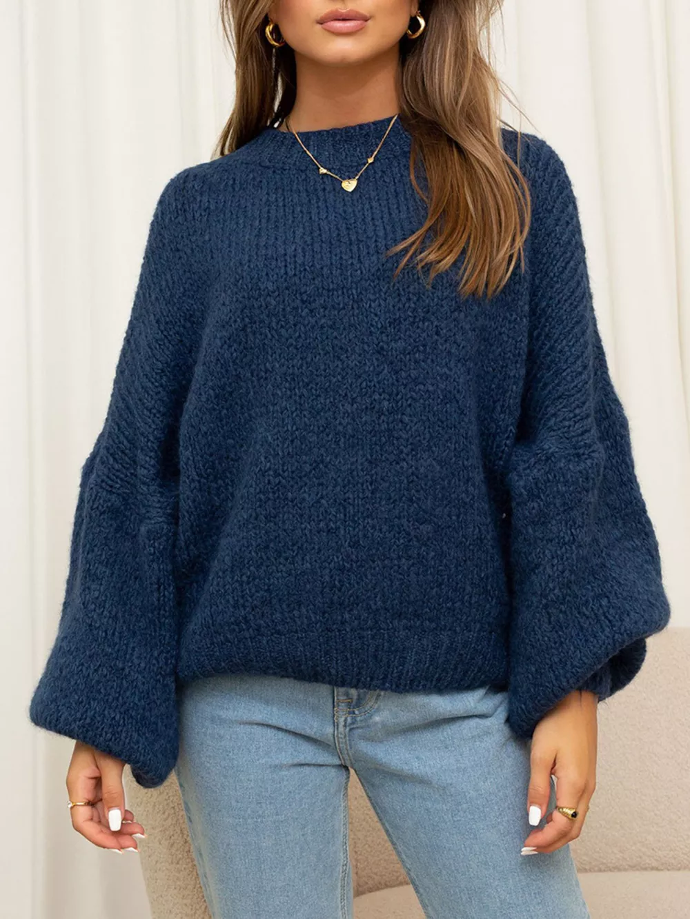 Round Neck Dropped Shoulder Sweater, image 11