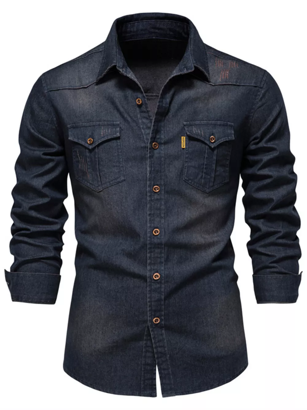 Men's Full Size Button Up Denim Shirt with Chest Pocket Plus Size, image 5