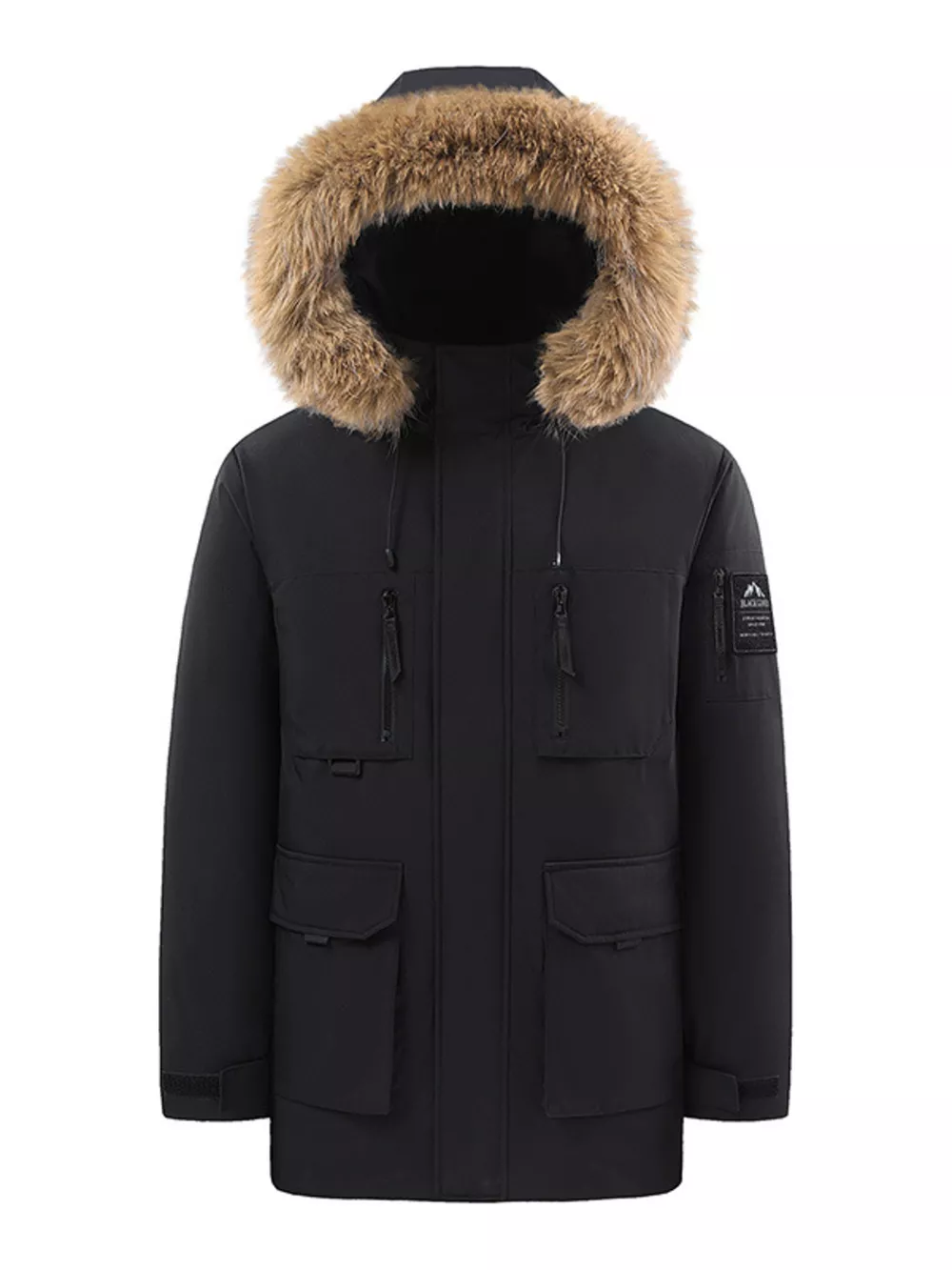 Men's Full Size Fur Hooded Winter Parka Coat Plus Size, image 5