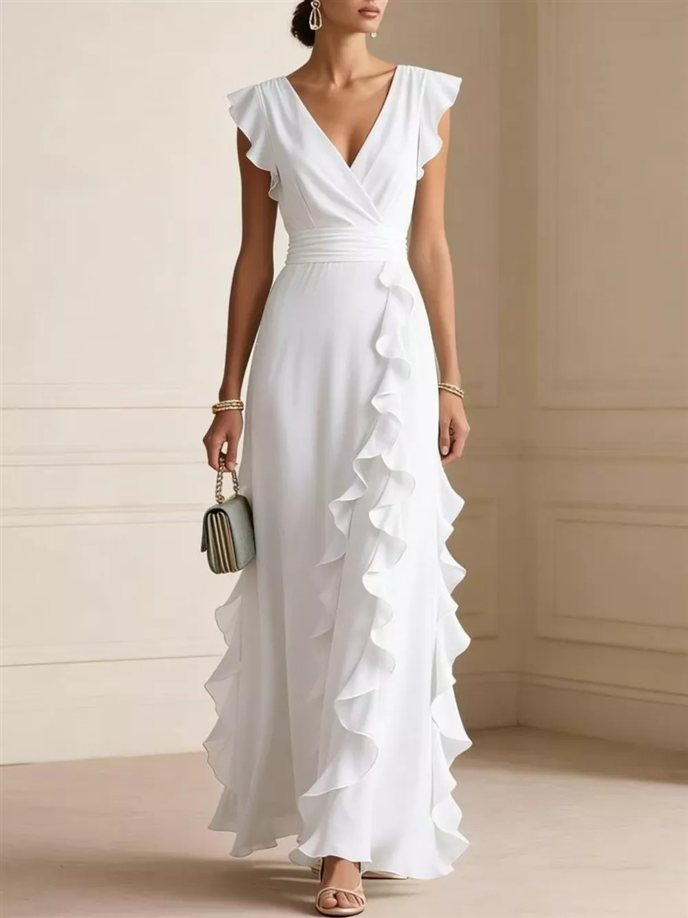 Ruffled Surplice Maxi Dress, image 11