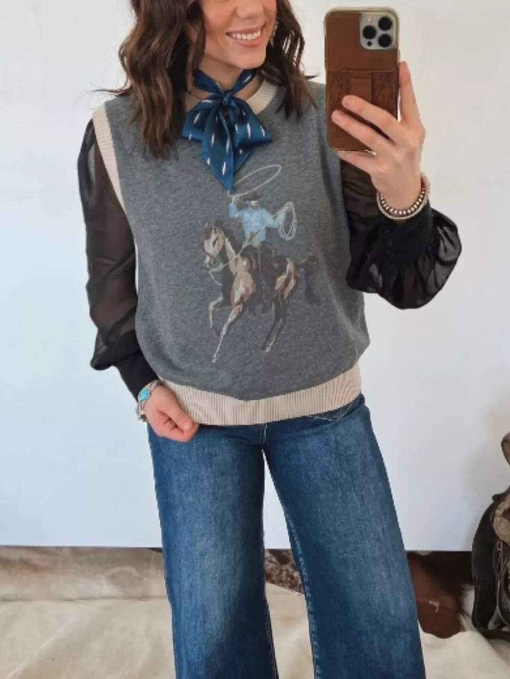 Western Graphic Knit Vest, image 4