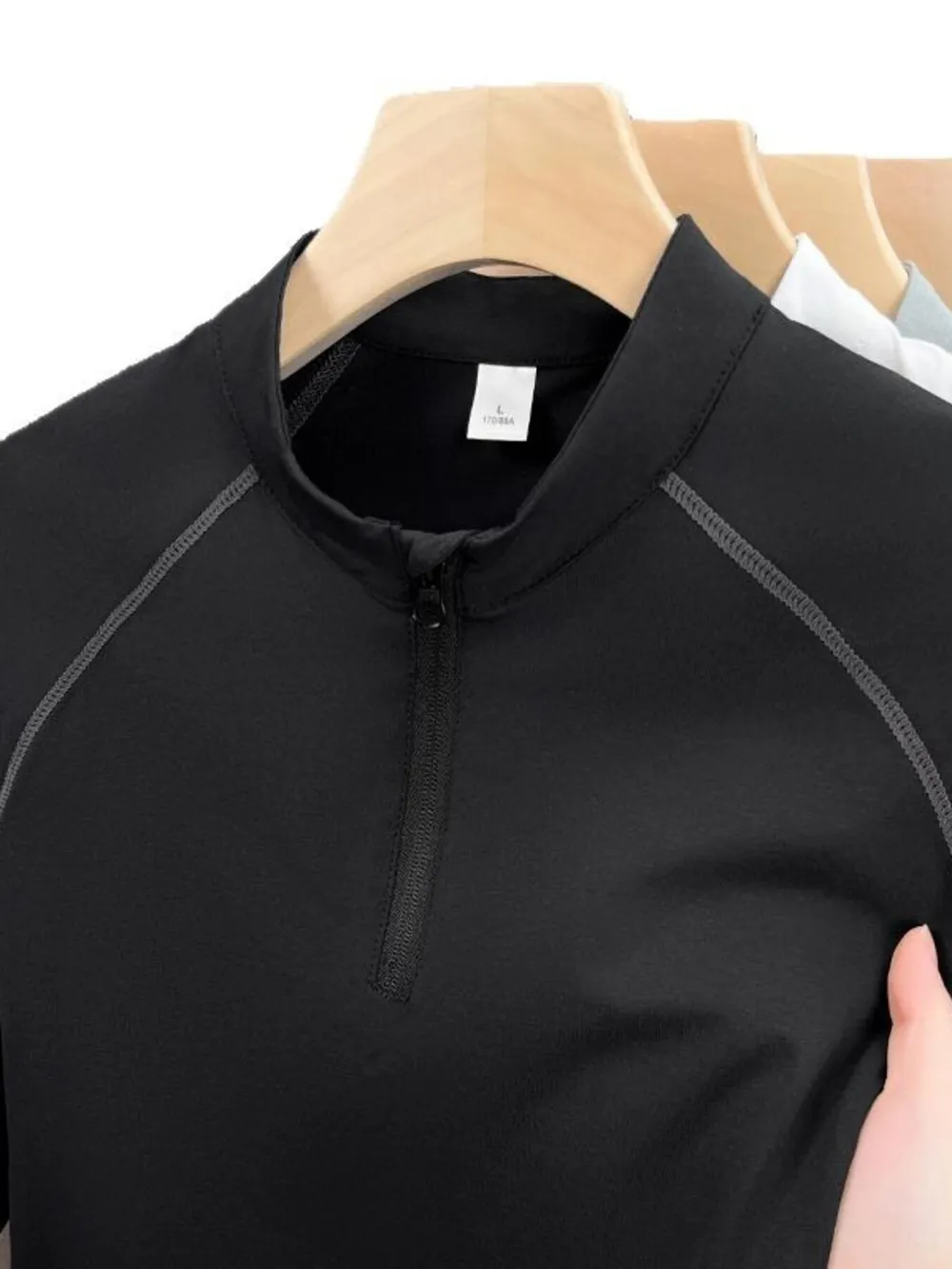 Men's Plus Size Quarter Zip Short Sleeve Top