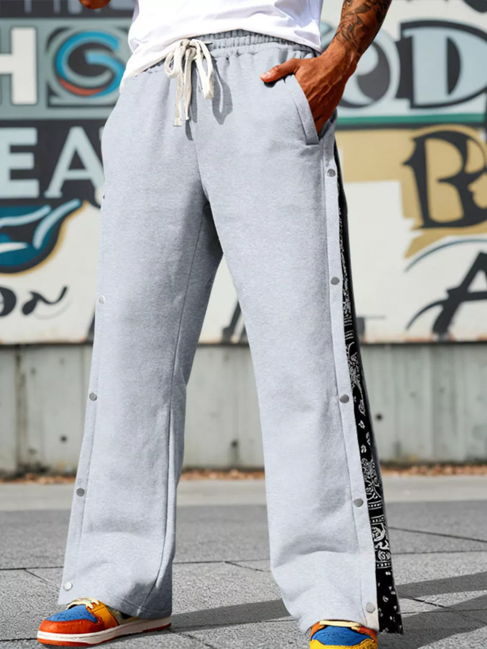 Men's Full Size Side Snap Wide Leg Pants Plus Size, image 11
