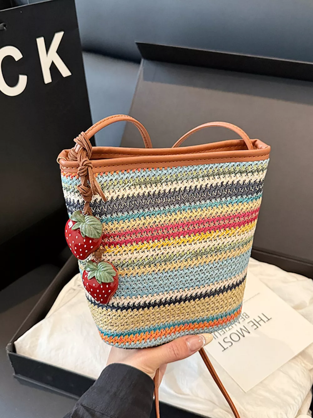 Woven Striped Crossbody Bag, image 5