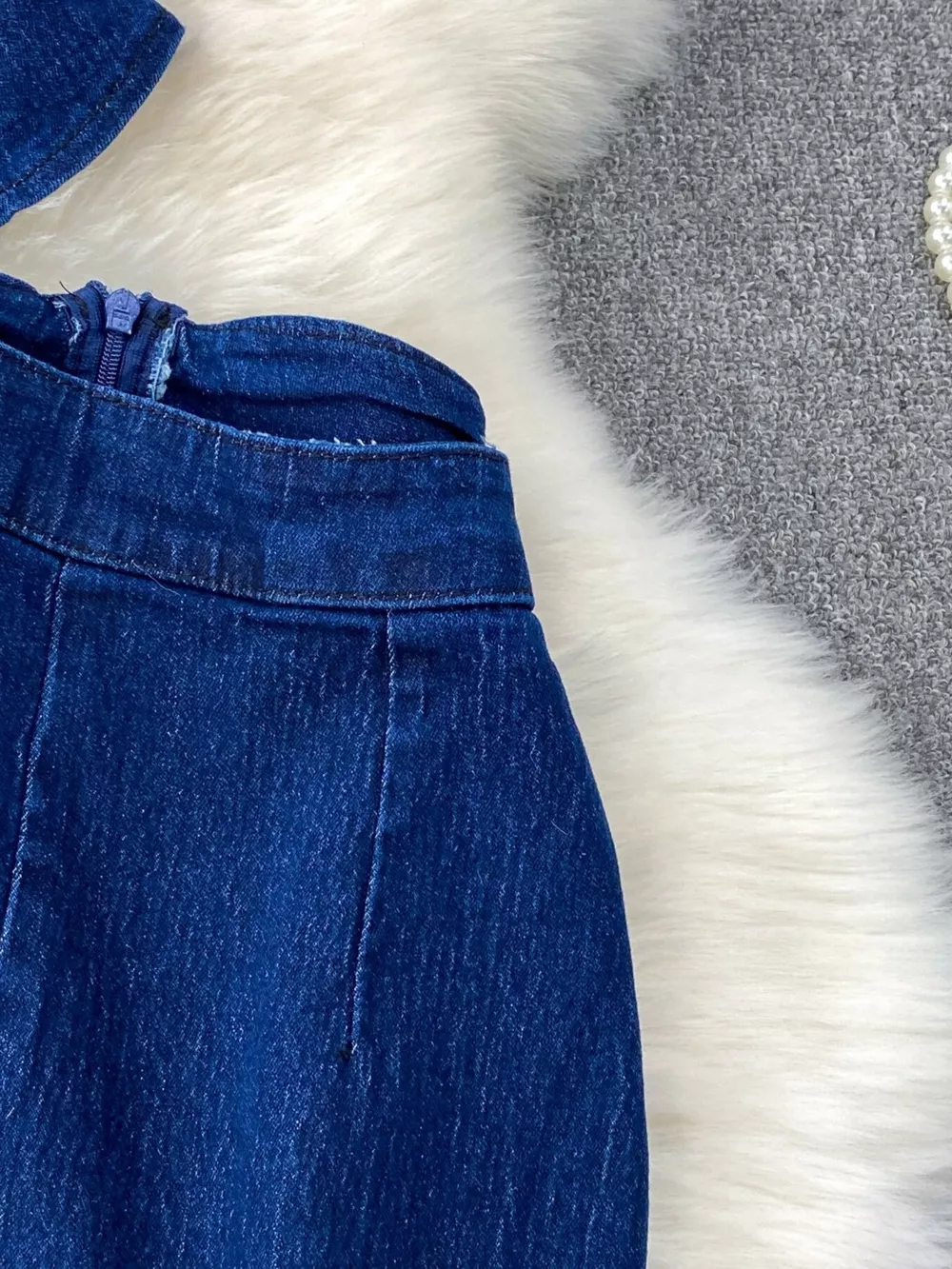 Button Detail Vest and Flare Jeans Denim Set, image 7