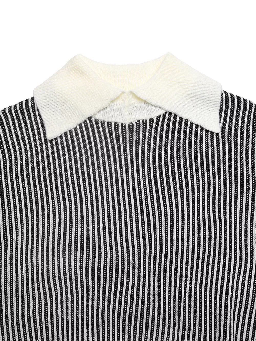 Striped Knit Sweater with Contrast Collar, image 7