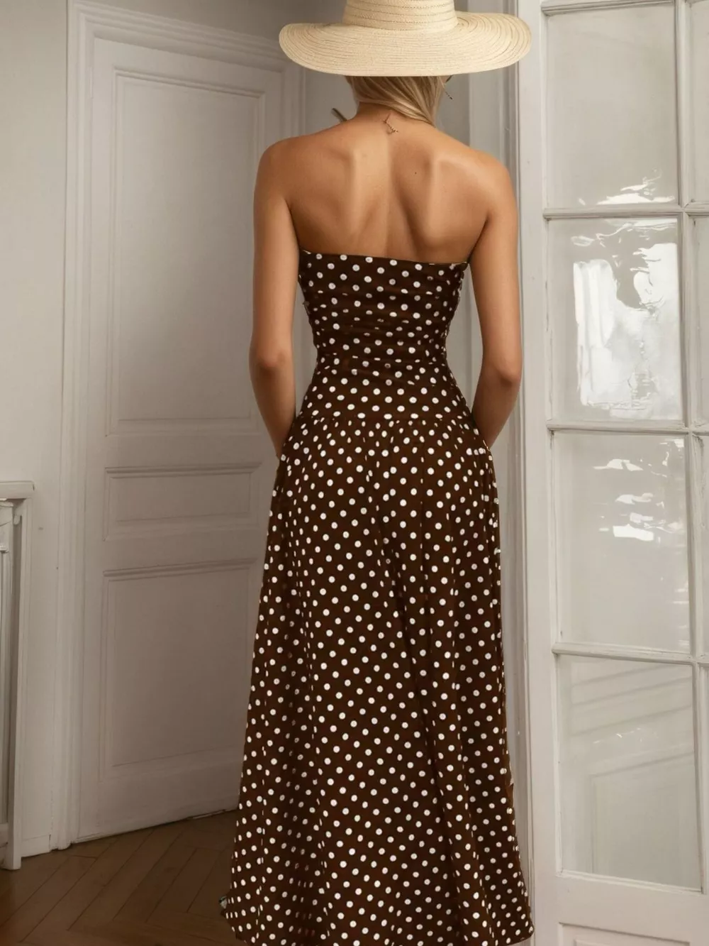 Polka Dot Strapless Maxi Dress, image 9