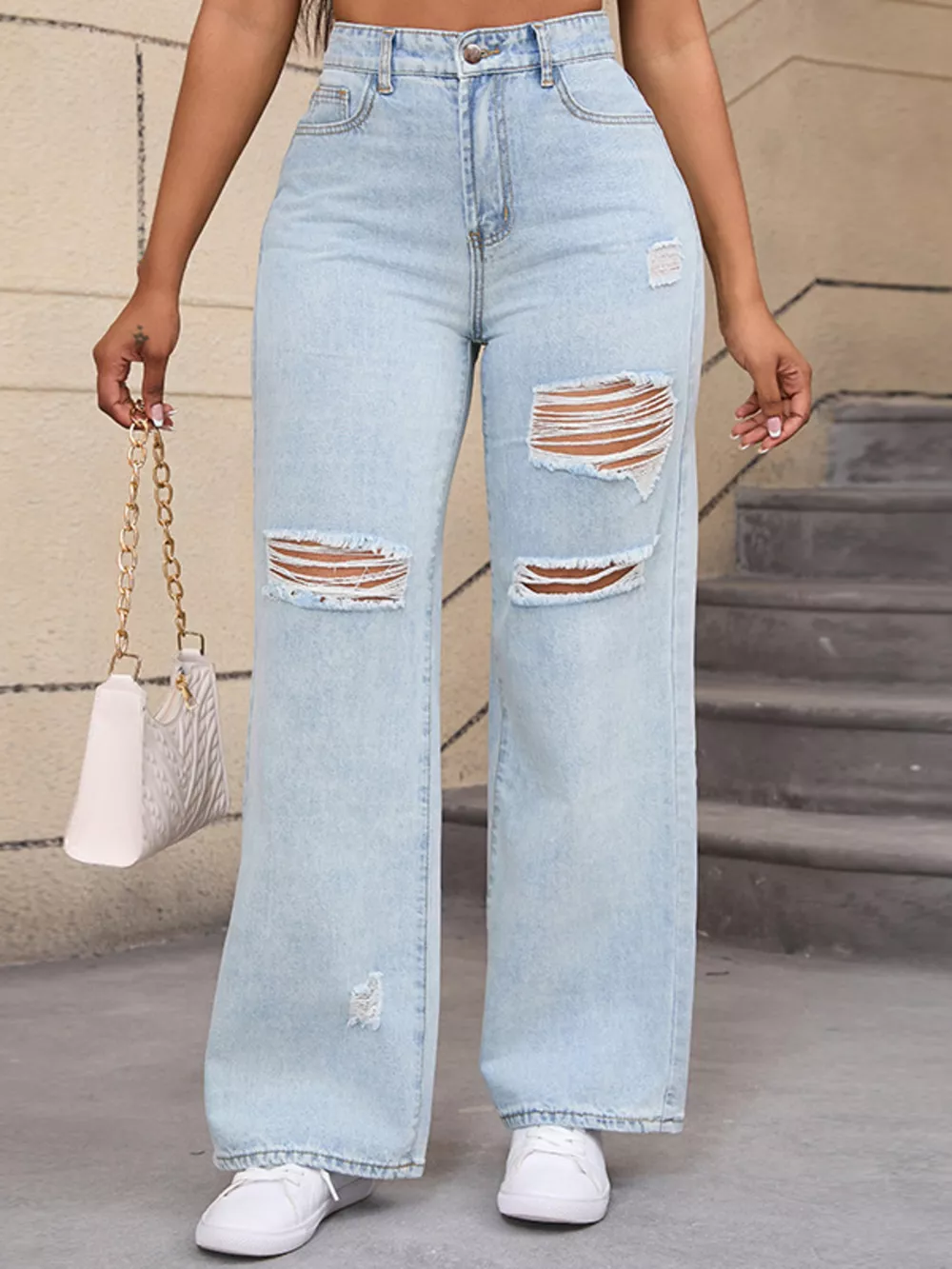 Distressed Wide-Leg Jeans, image 4