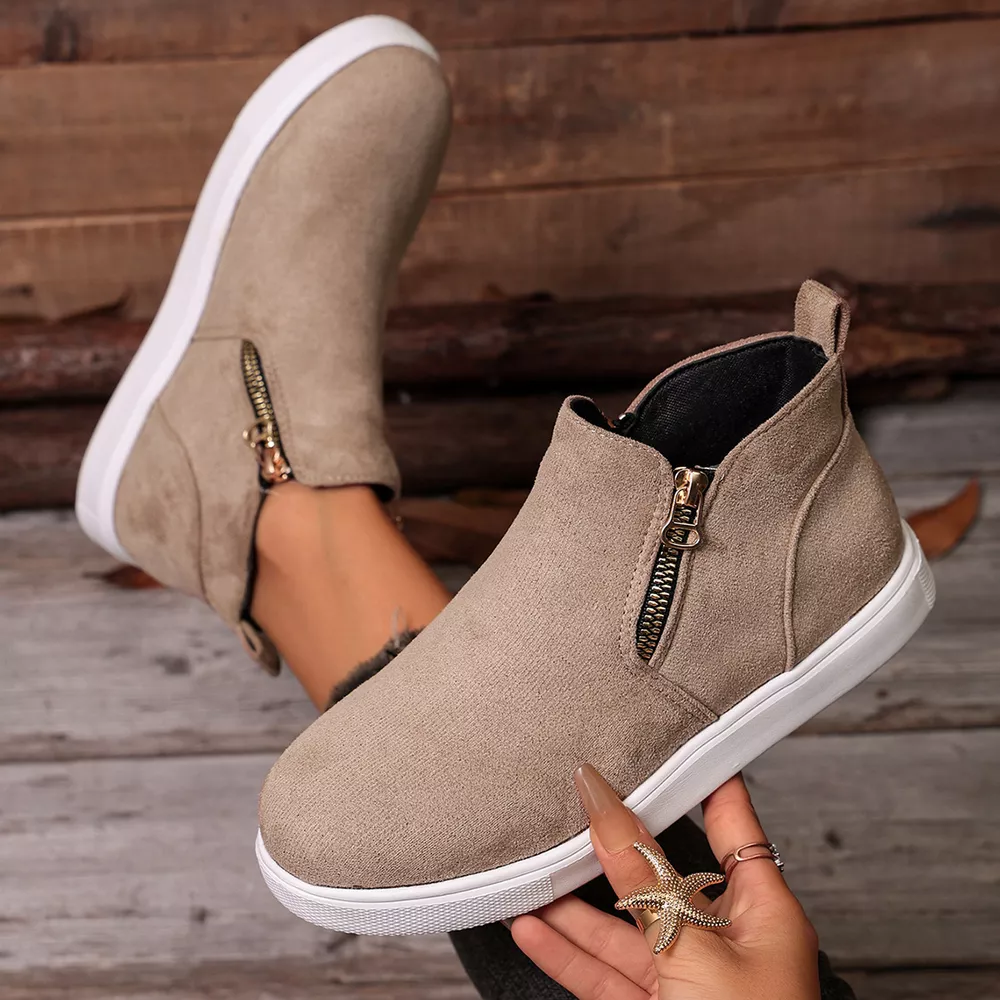 Side Zipper Flat Sneakers, image 19