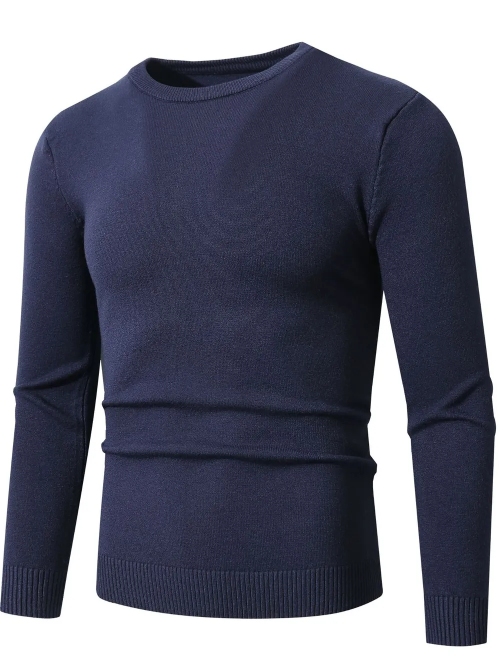 Men's Plus Size Ribbed Hem Long Sleeve Sweater, image 10
