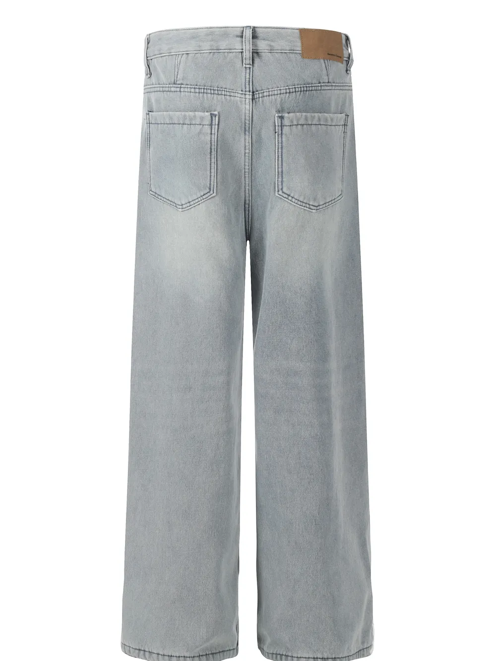 Men's Washed Wide Leg Relaxed Fit Denim Jeans, image 3