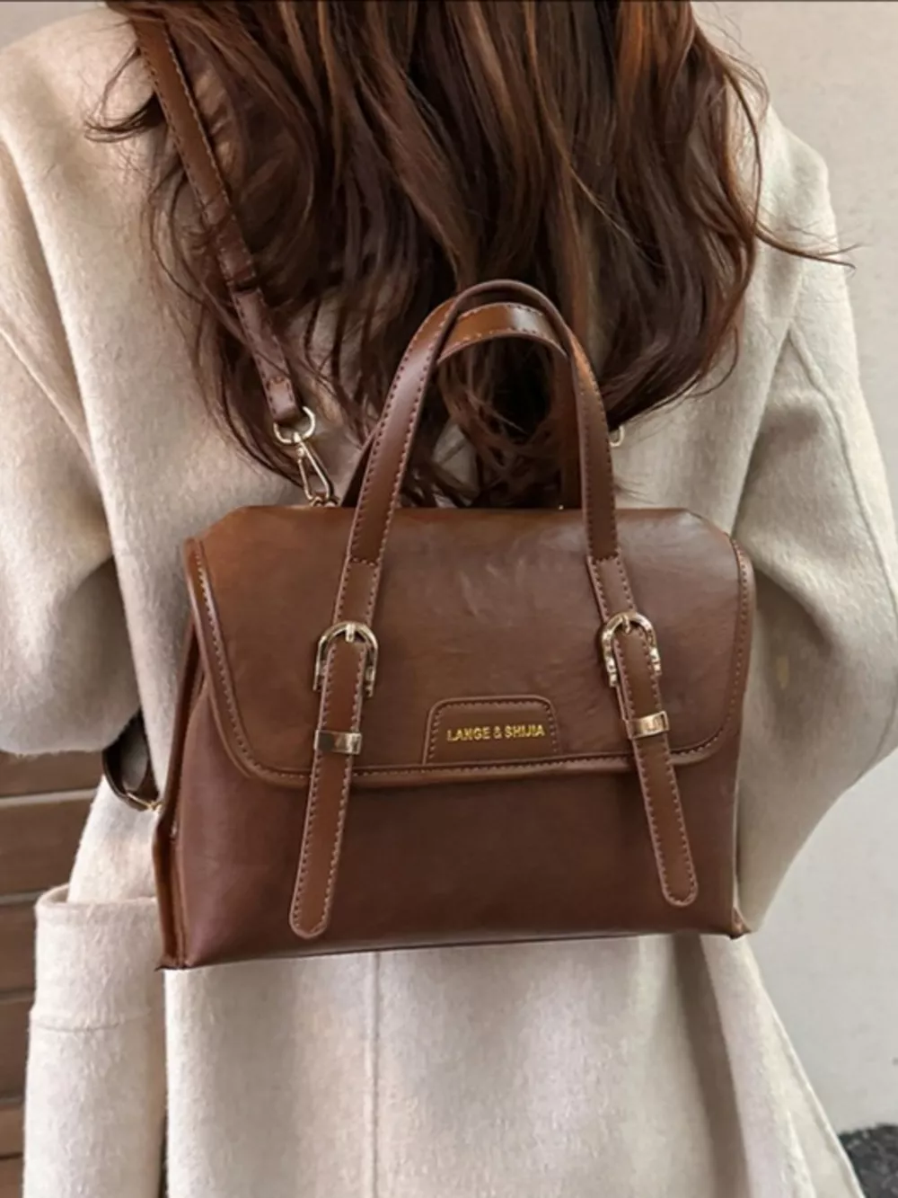 Leather Flap Backpack Bag, image 9