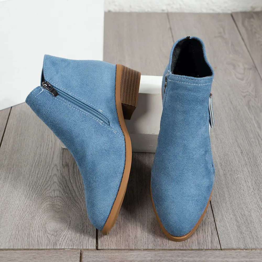 Side Zip Ankle Boots with Block Heel, image 9