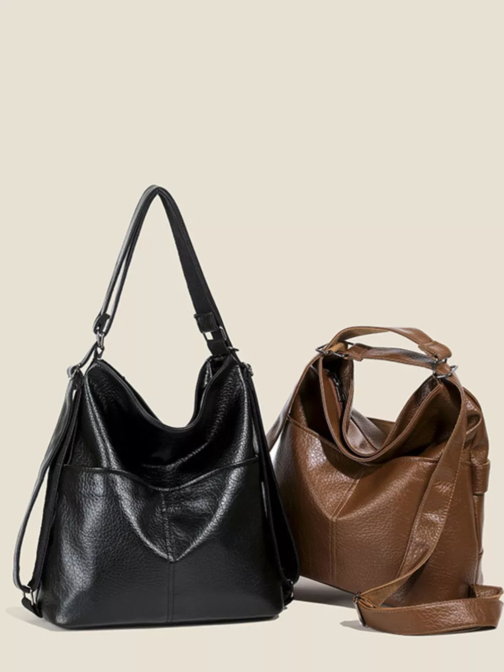 Leather Convertible Shoulder Bag, image 2