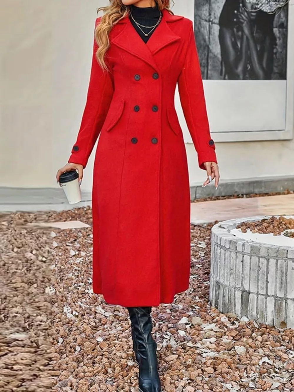 Full Size Double-Breasted Longline Trench Coat Plus Size, image 14