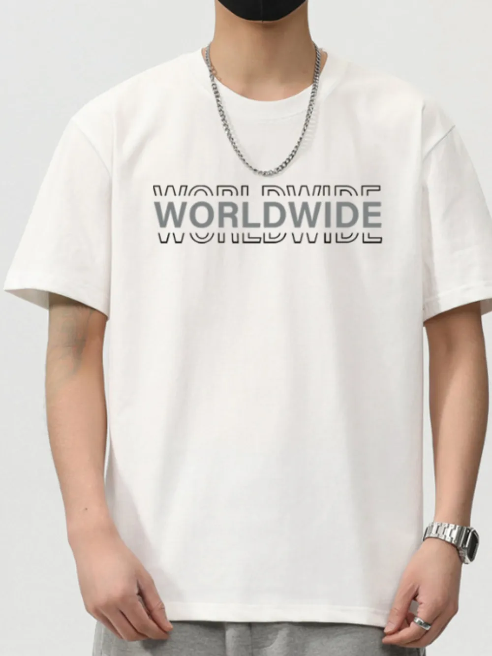 Men's Plus Size Letter Round Neck Short Sleeve T-Shirt, image 2