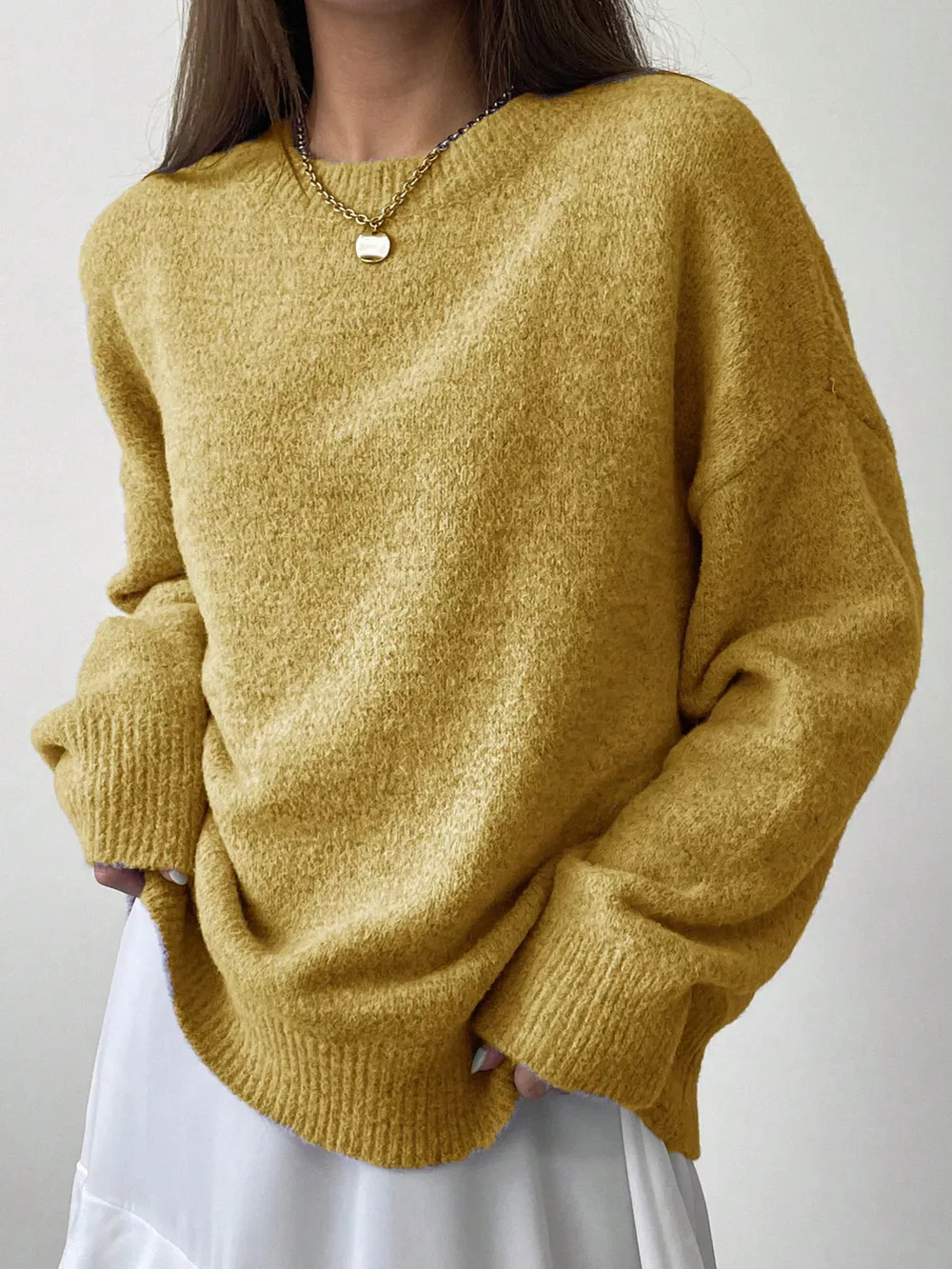 Cozy Knit Round Neck Oversized Sweater, image 4