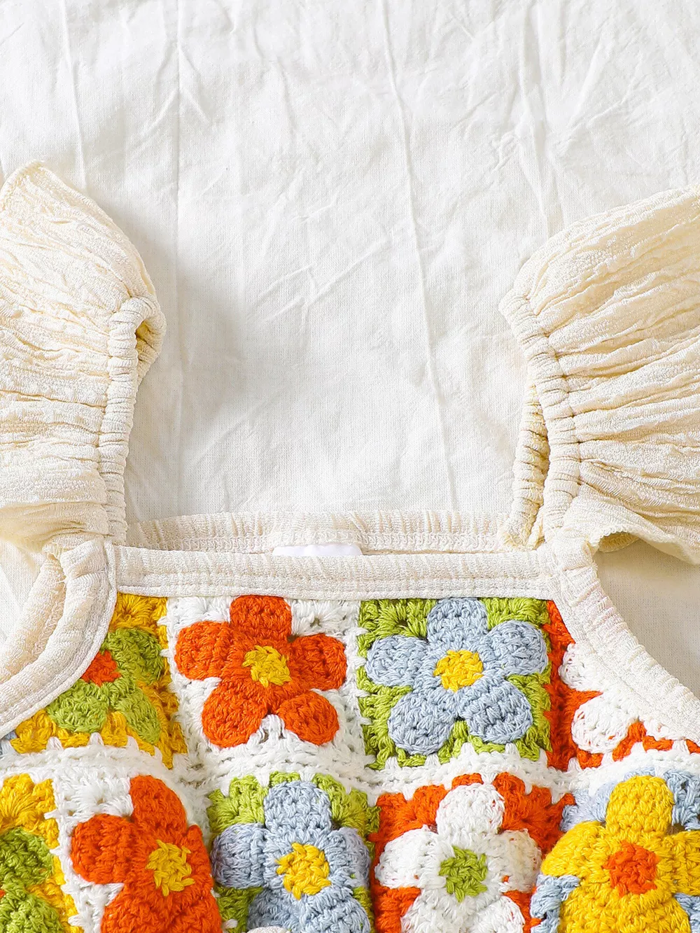 Children's Crochet Ruffle Trim Jumpsuit, image 3