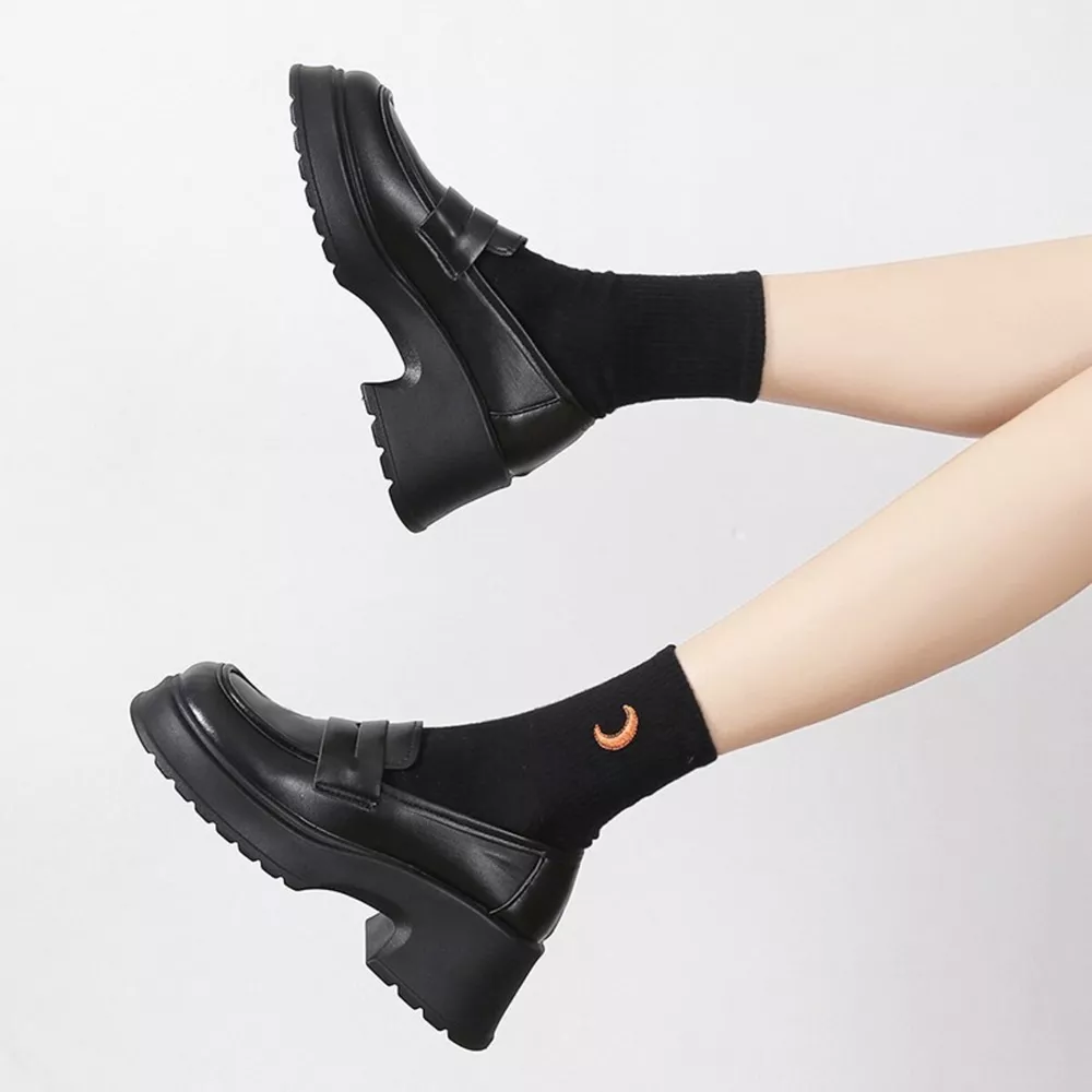 Round Toe Block Heels Loafers, image 2