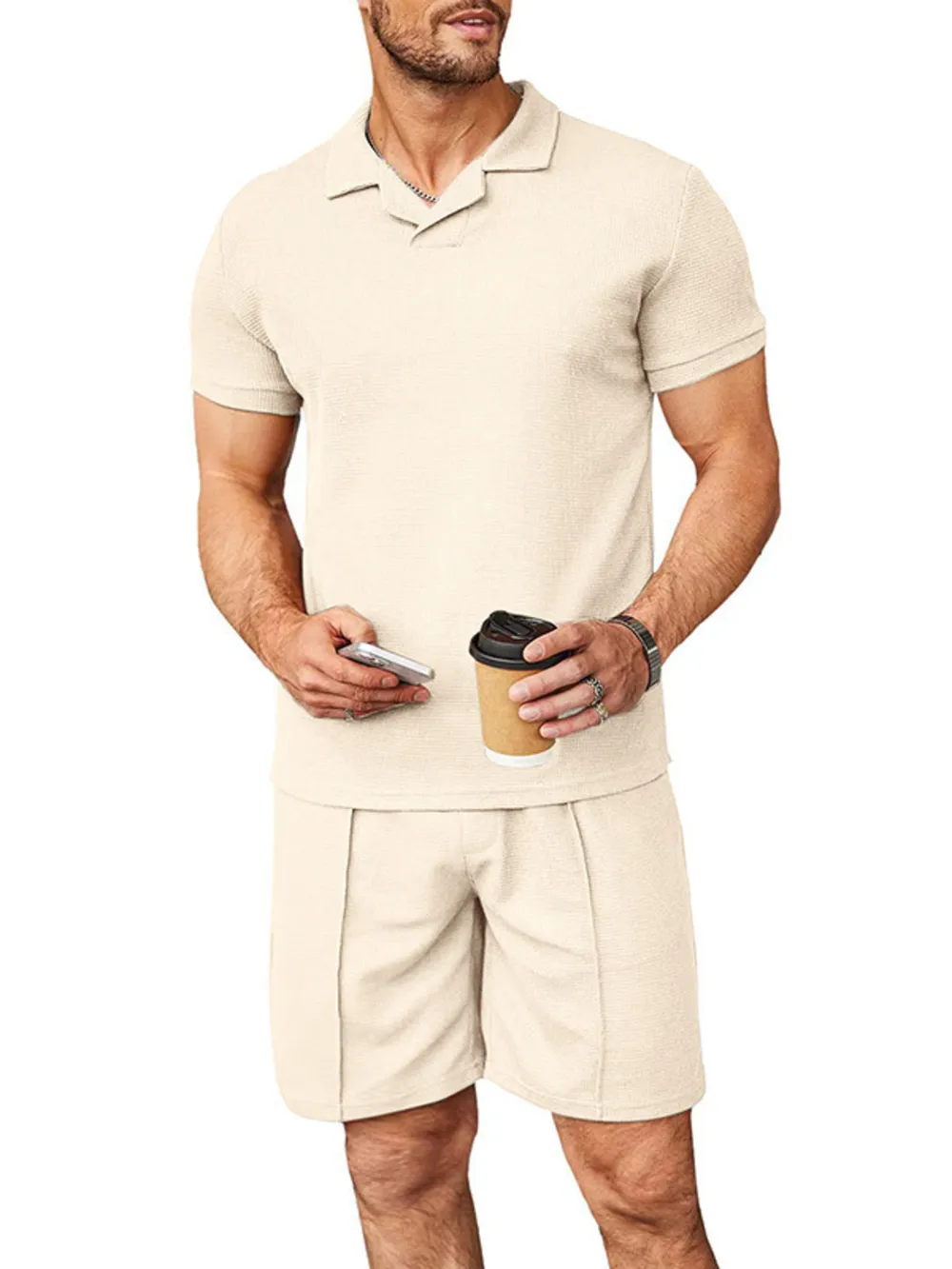 Men's Plus Size Short Sleeve Top and Shorts Set, image 6