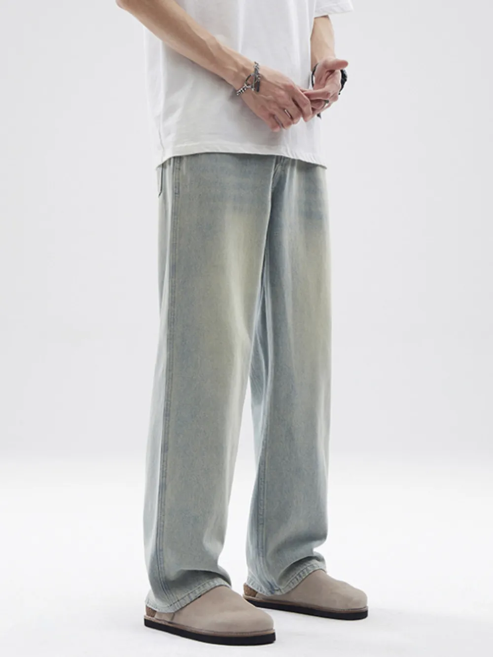 Men's Full Size Vintage Washed Wide Leg Relaxed Fit Jeans Plus Size, image 3