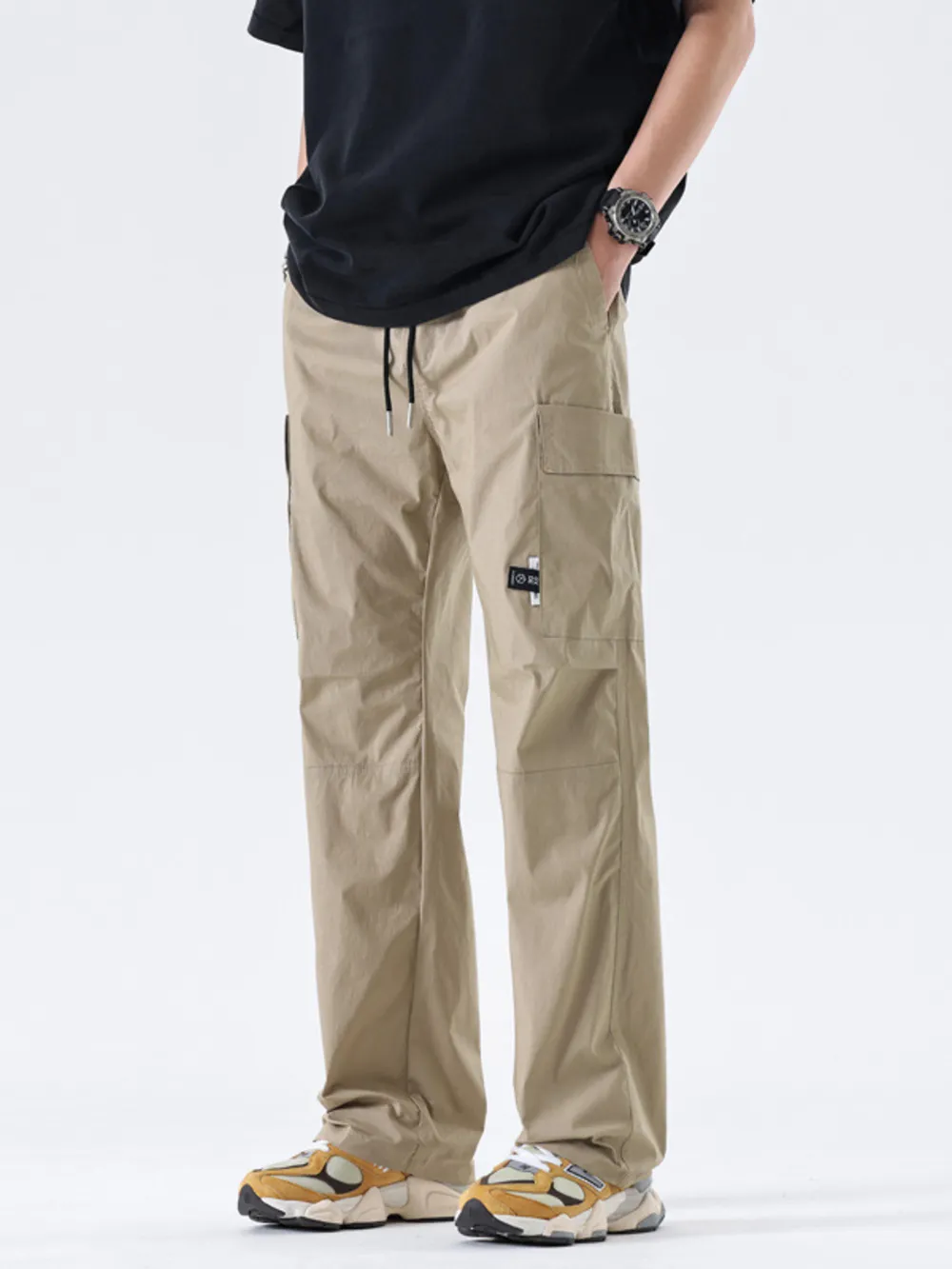 Men's Full Size Drawstring Wide Leg Cargo Pants Plus Size, image 3