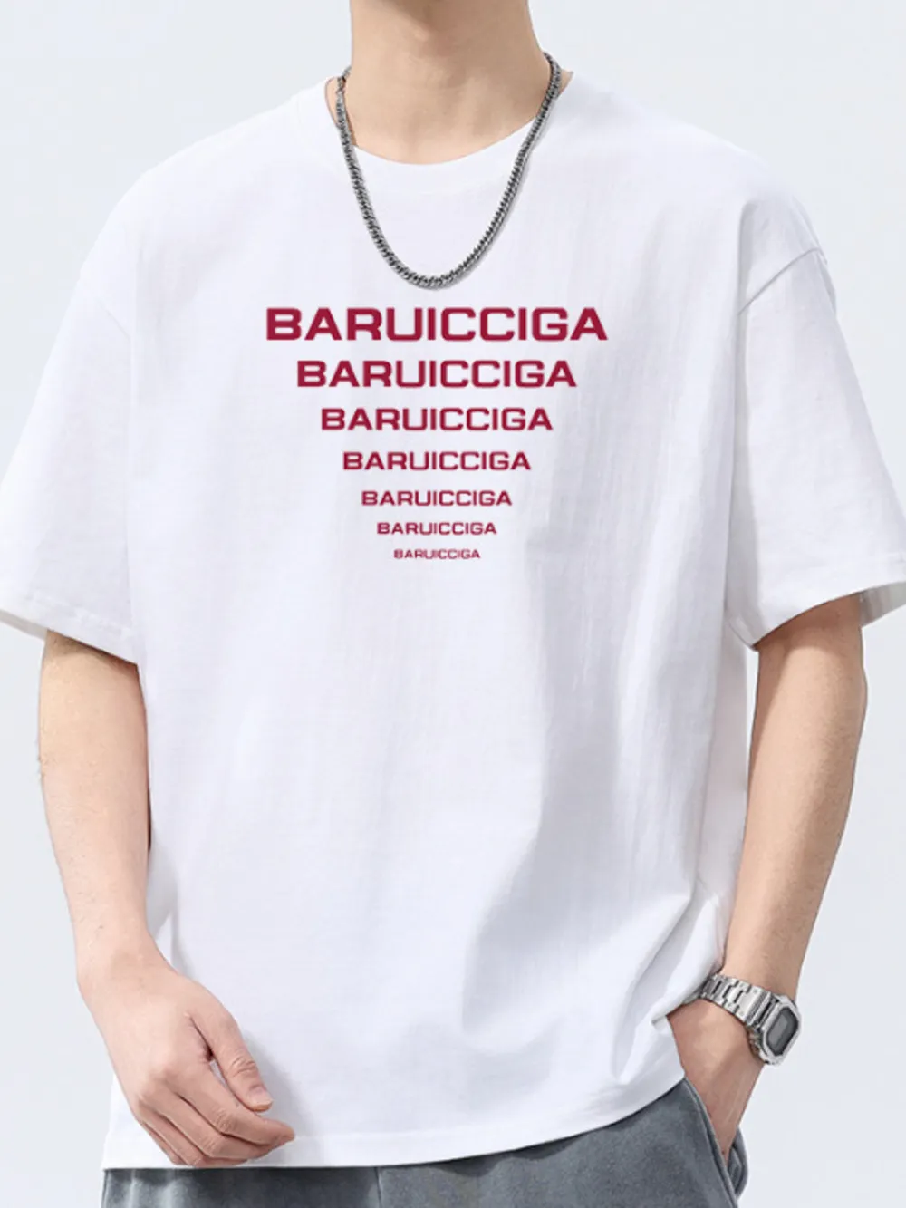 Men's Full Size Letter Round Neck Short Sleeve T-Shirt Plus Size, image 7