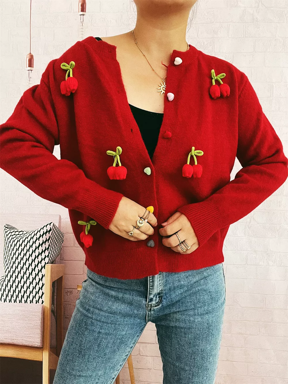 Flower Button Up Long Sleeve Cardigan, image 14