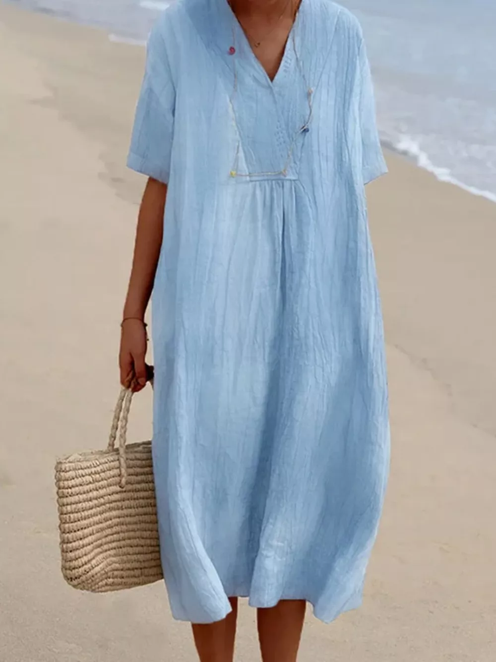 Casual Loose Short Sleeve Midi Dress