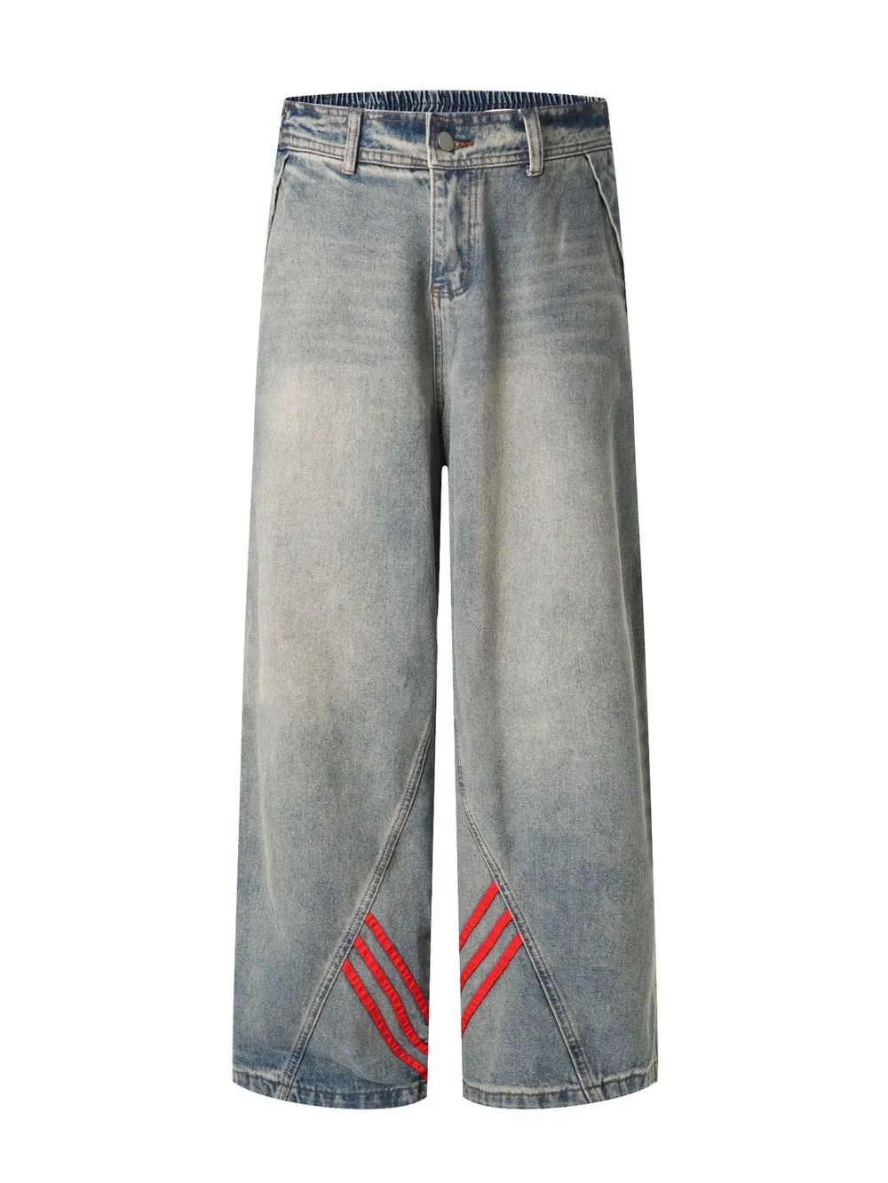 Men's Wide Leg Striped Denim Jeans, image 3