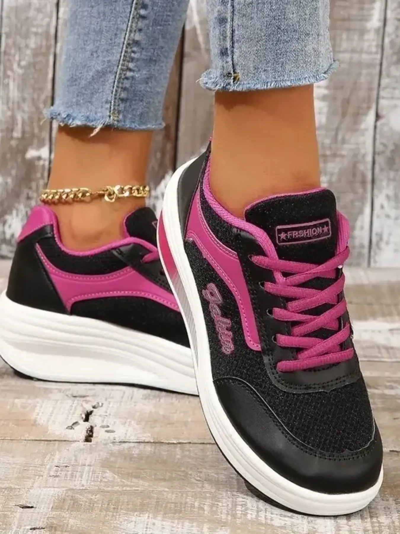 Breathable Lace Up Contrast Mesh Athletic, image 5