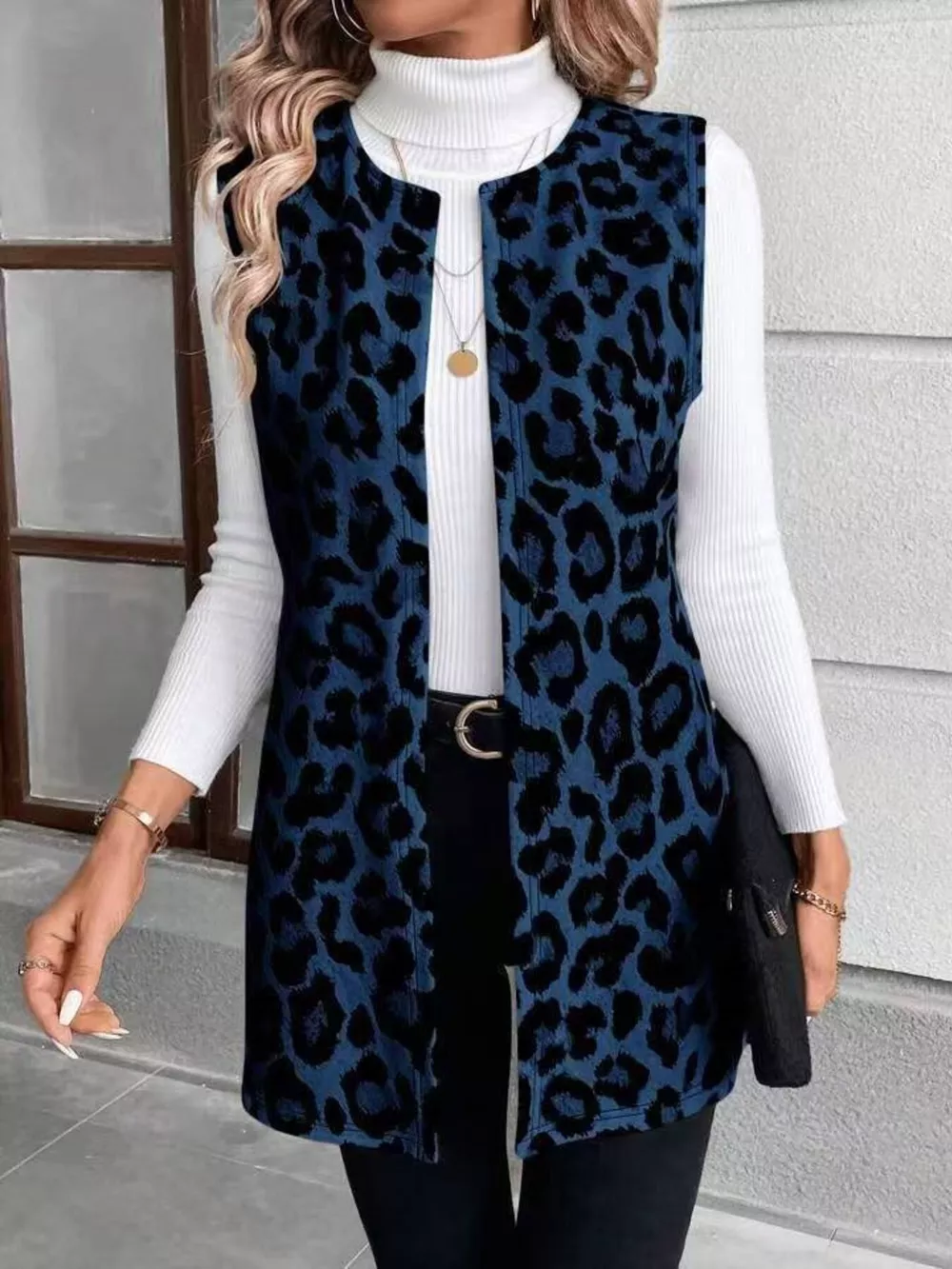Sleeveless Leopard Print Vest Coat, image 5