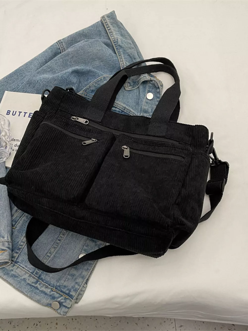 Corduroy Multi-Pocket Crossbody Bag, image 4