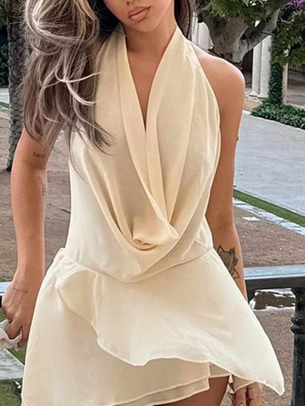 Ruffled Halter Neck Mini Dress, image 4