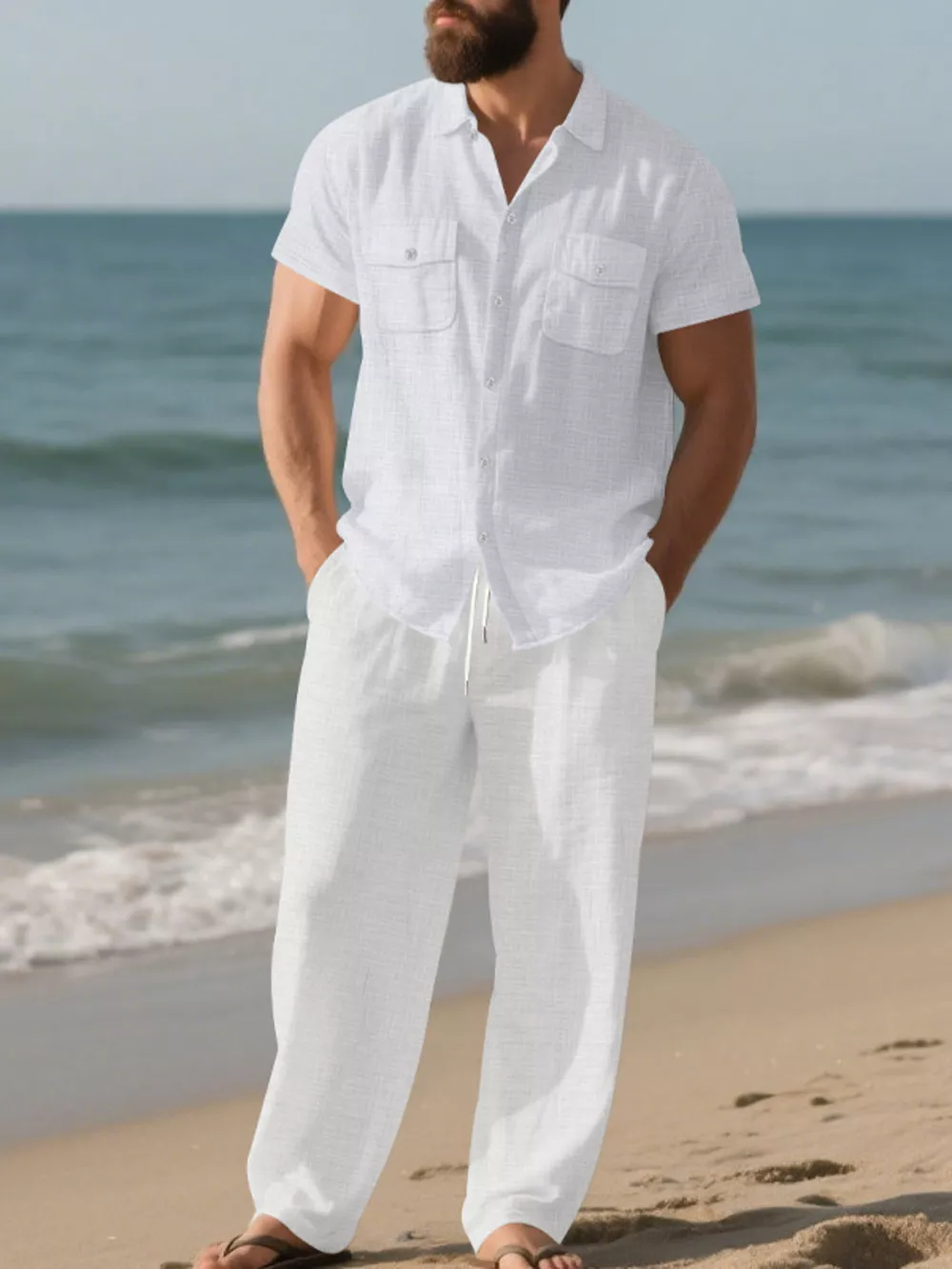 Men's Full Size Casual Button Up Shirt and Pants Set Plus Size, image 12