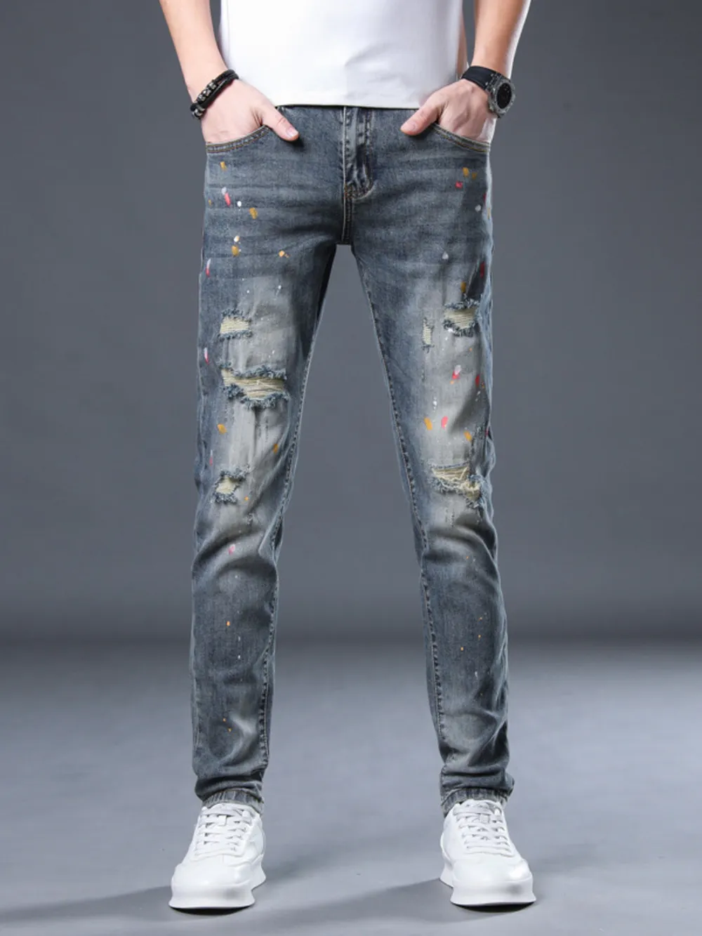 Men's Distressed Slim Fit Jeans