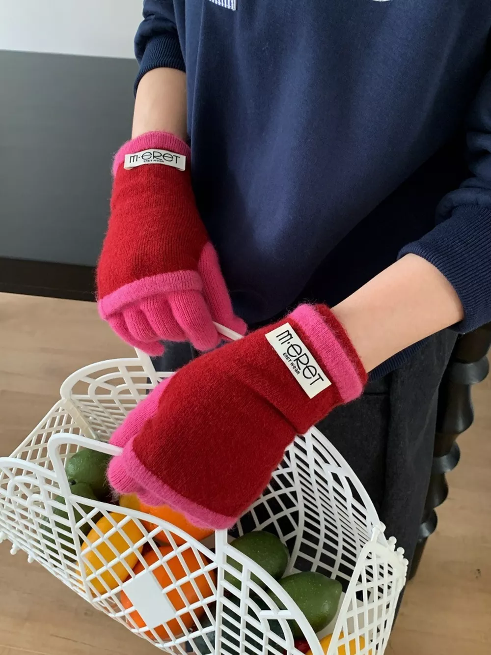 Two Tone Warm Knit Gloves Set, image 5