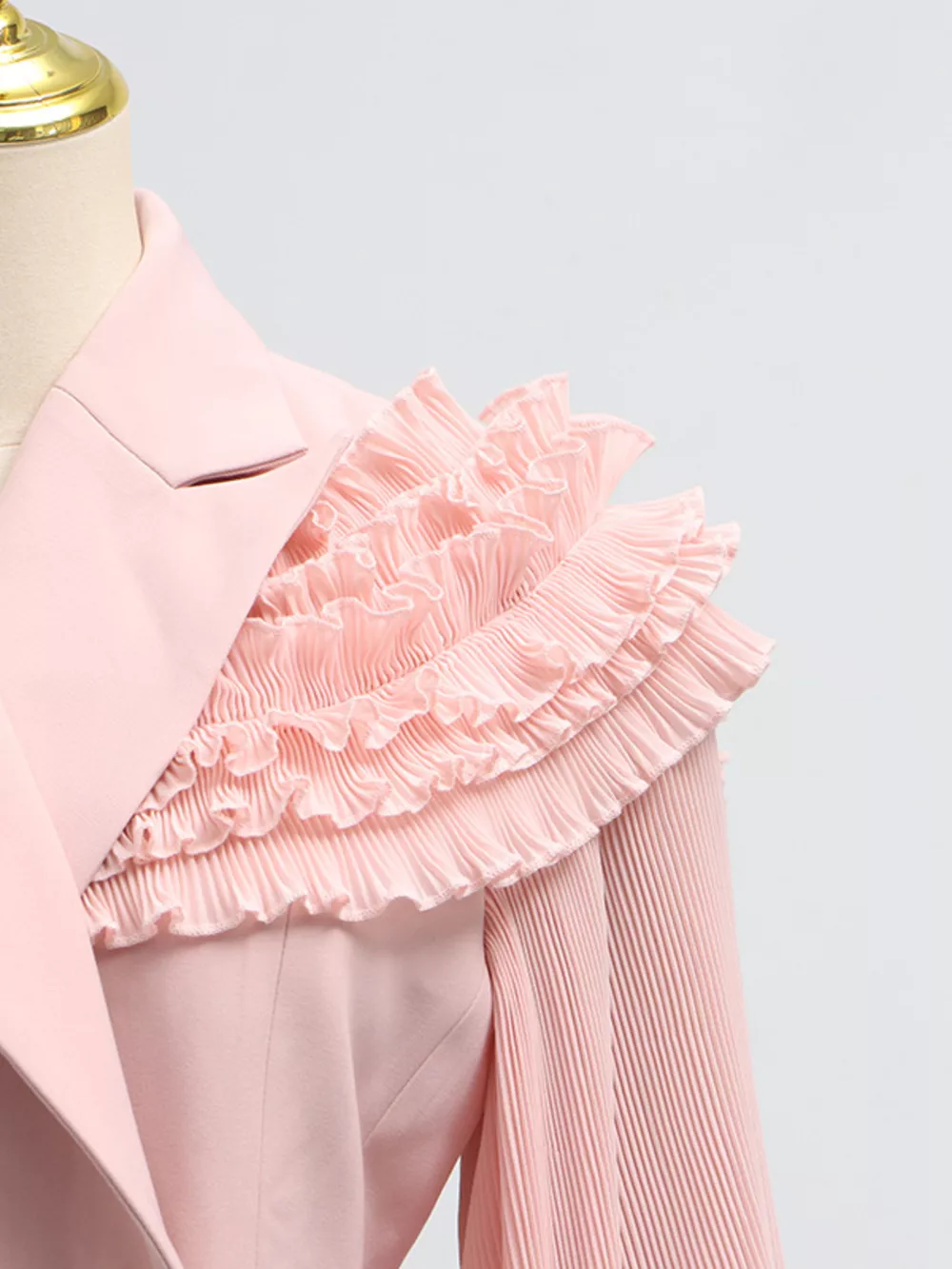 Frill Lapel Collar Top and Pleated Skirt Set, image 14