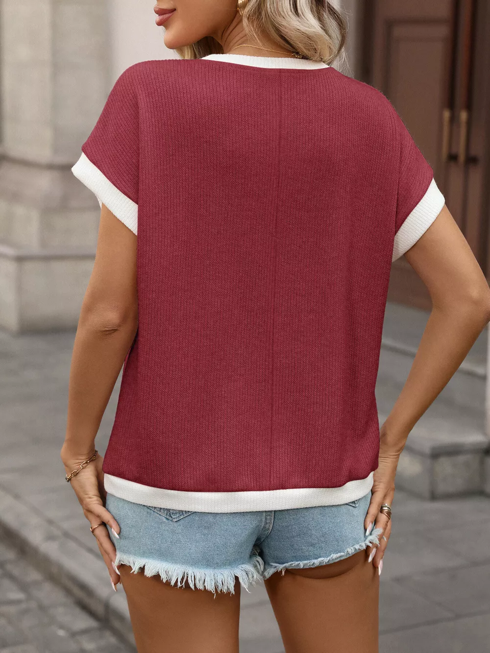 Contrast Trim Short Sleeve T-Shirt, image 26